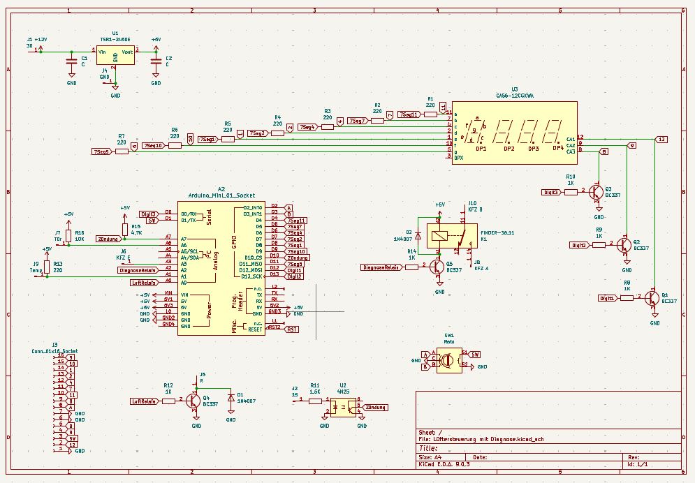 Schaltplan Lüftersteuerung mit Diagnose